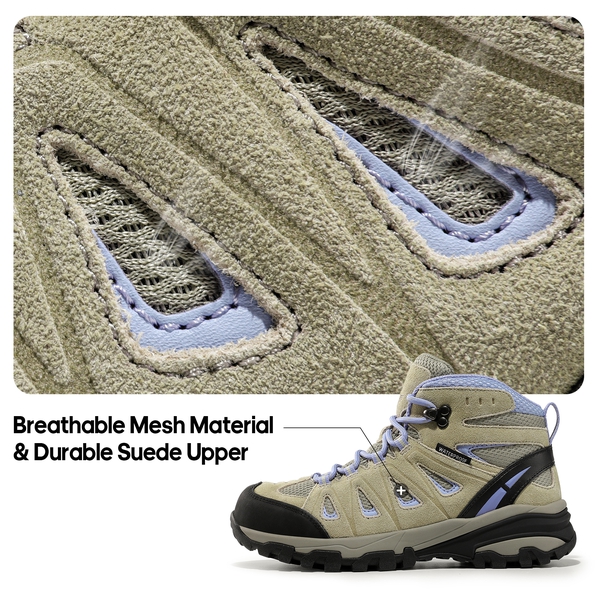 [Seeker] Women's Waterproof Hiking Boots - BEIGE/PURPLE - 8